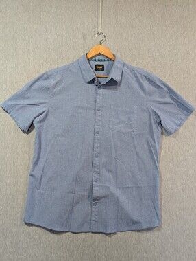 FarWest Button Up Shirt Men's XLT Blue Short Sleeve